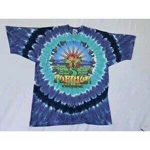 Vintage 90s Grateful Dead Further Festival Mens XL Tie Dye Band Tee